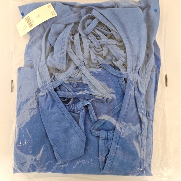 Anthropologie Scoop Neck Tie Back Mini Dress in Blue NWT - Picture 8 of 16